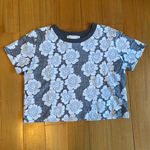 Grey and white floral top
